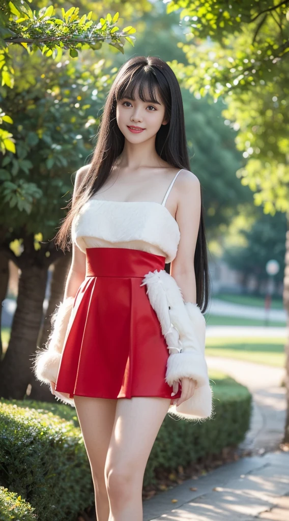 (extremely detailed face), A young beauty, black hair, tall, long legs, happy face, a red leather tight mini skirt with belt, sleeveless white shirt with wide open chest, sitting with spreading legs, in a stylish interior room with a fireplace and a snowy landscape outside the window, ( high density photo quality)