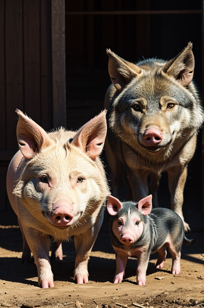 A little pig and a wolf