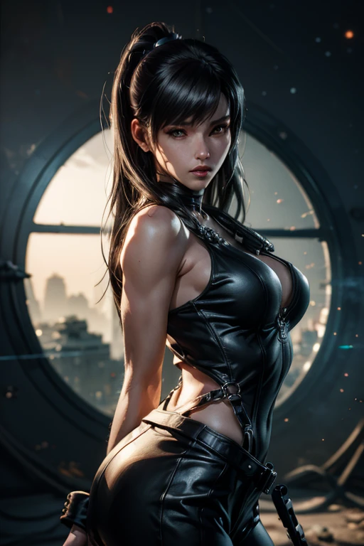 arafed woman with a gun and a harness on her back, eve, stellar blade, photorealistic anime girl render, tifa, tifa lockhart, inspired by Leng Mei, unreal engine render + a goddess, akihiko yoshida. unreal engine, 8k octae render photo, seductive tifa lockhart portrait, tifa lockhart with white hair, portrait of tifa lockhart
