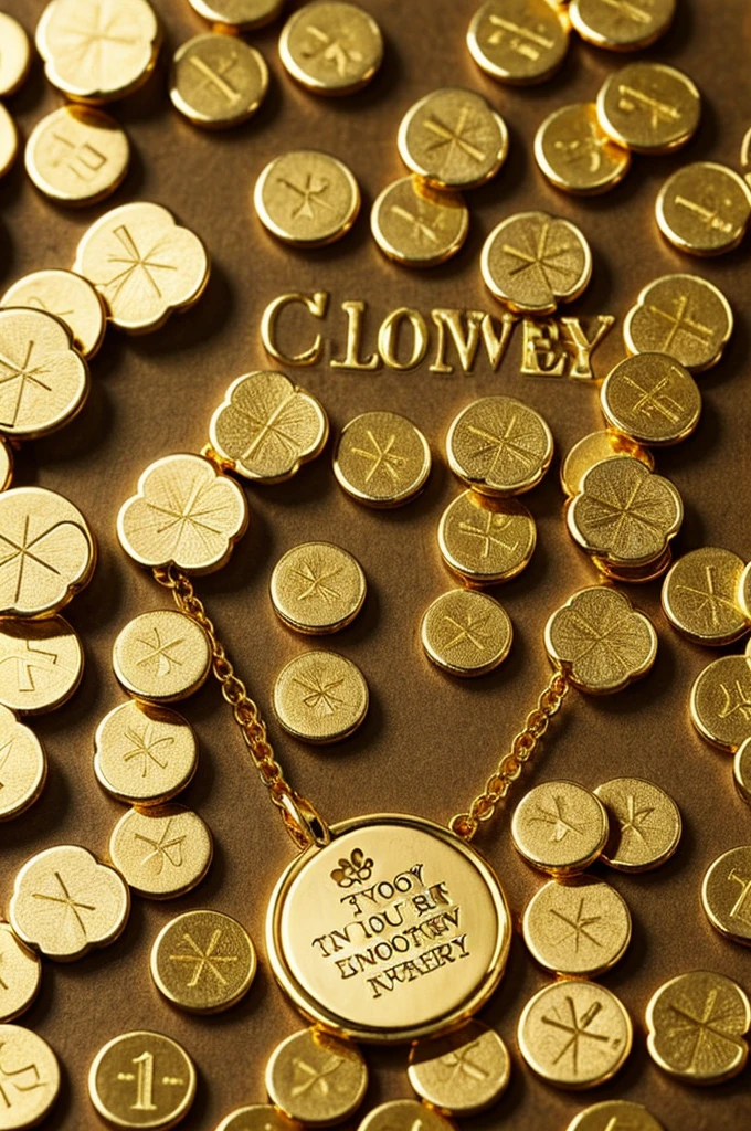 Lucky clover in Gold with a phrase that motivates you to be money entrepreneurship in Spanish