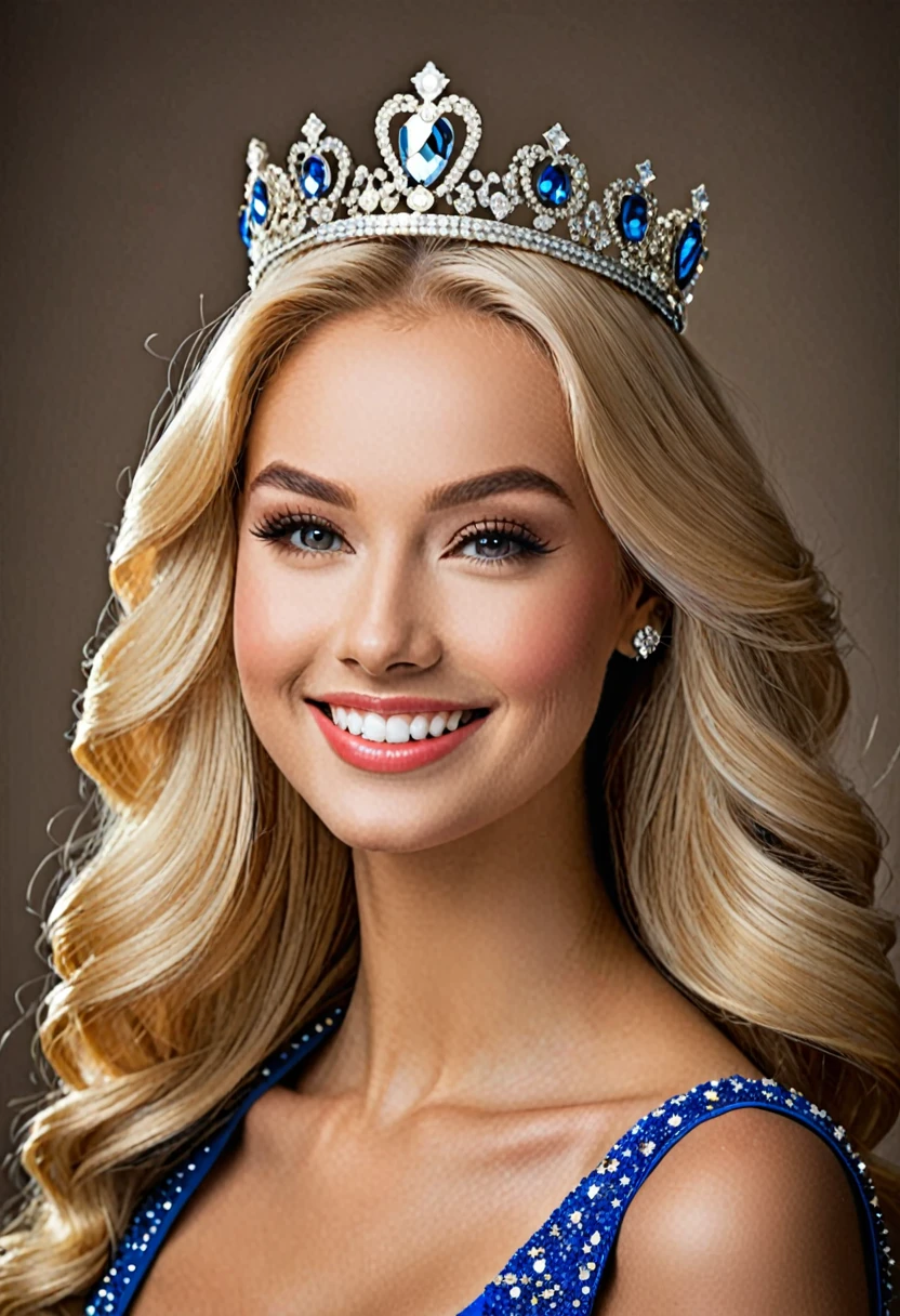 Stunningly beautiful girl. blonde. looks like queen, angel and miss world beauty. Smiling.