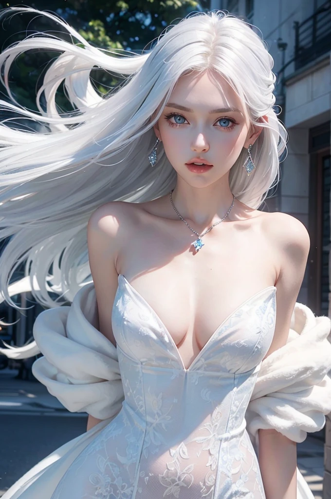 Instagram photo of a russian model girl in blue tranclucent flluffy tight dress. shoulders opened. She should blowing a kiss to a camera. evening park on the background. platinum blonde. White hair. lips half opened. small silver necklace and silver earrings. Live photo in motion. Selfie. White hair falling on shoulders. White hair falling on shoulders. White hair falling on shoulders. White hair falling on shoulders. blue eyes. vogue opened pose. She should blowing a kiss to a camera. soft lights. detailed hairstyle, long hair falling on shoulders, symmetrical. photo from instagram.
