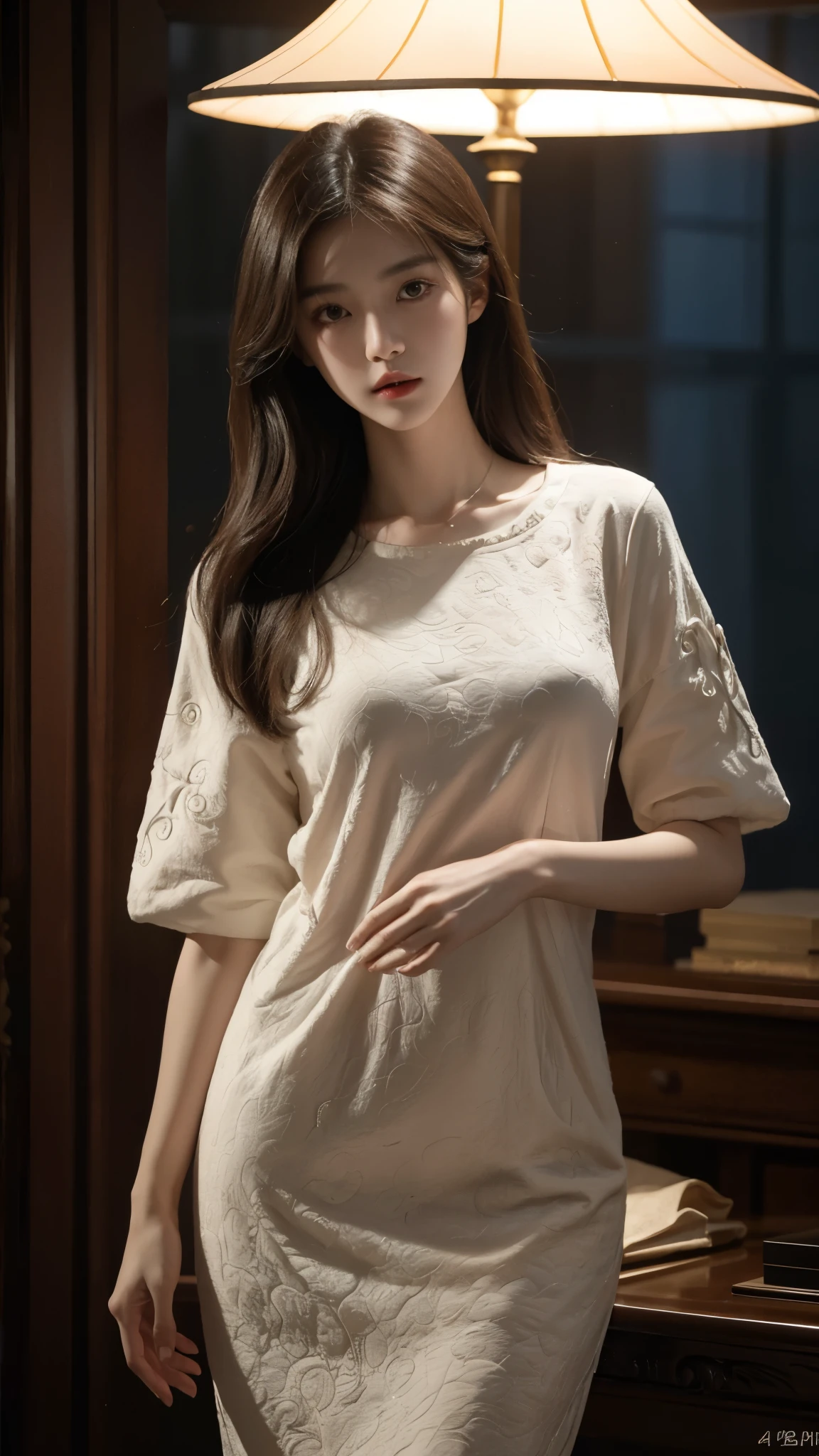 korean model , slim body , 167cm ，Movie Angle，（Cute girls，??????? correct，Masterpiece dress），（ art，Quilted art，geomerty），（plethora of colorest quality，high detal，tmasterpiece，Cinematic lighting effects，4K，Chiaroscuro）