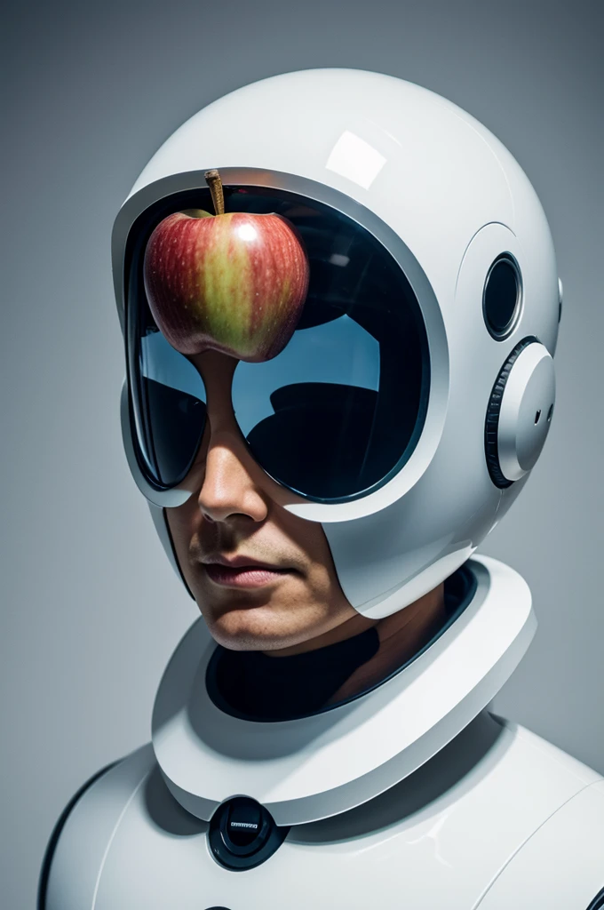Futuristic apple with face