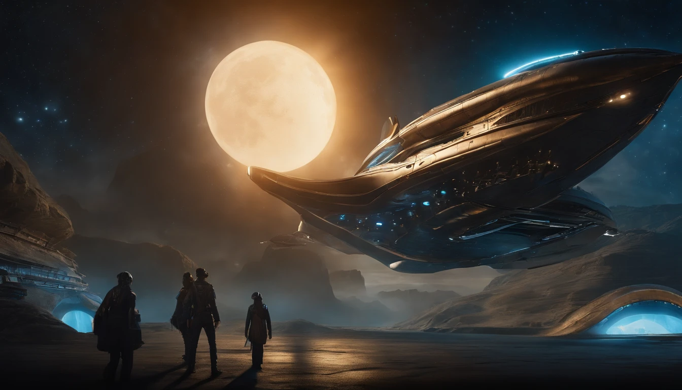 In this awe-inspiring blend of steampunk-inspired and futuristic elements, a unique starship takes center stage, designed by the genius imaginations of Mary Shelley & Tim Burton, & Ridley Scott. The starship is an amalgamation of iconic vehicles from different eras, including a 1980 Lamborghini, a 1960s Shelby Mustang, and a 1974 Winnebago. The ship's journey through the vast expanse near a Saturn-Earth-esque planet is brought to life in stunning 750k UHD.The intricate motherboard forms the backbone of the vessel, culminating in an imposing, frightful, & creepy Bengal Tiger's head is carved into the front. The ship's powerful artillery is visible in the background, while blue crystal diamond bat ear nacelles adorn the rear. This captivating artwork seamlessly blends Gothic elements and futuristic starship designs., illustration, fashion, anime, vibrant, graffiti, photo, architecture, painting, portrait photography, conceptual art, 3d render, poster, cinematic, wildlife photography, typography, ukiyo-e, dark fantasy, product.