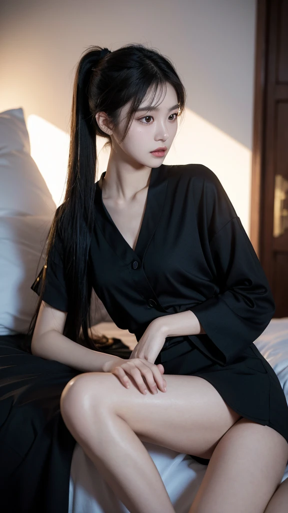 korean model , slim body , 167cm ,Movie Angle,long black ponytails hairstyle, (Cute girls,anatomy correct,modern Masterpiece loose blouses),( art,Quilted art,geomerty),(plethora of colorest quality,high detal,tmasterpiece,Cinematic lighting effects,4K,Chiaroscuro)