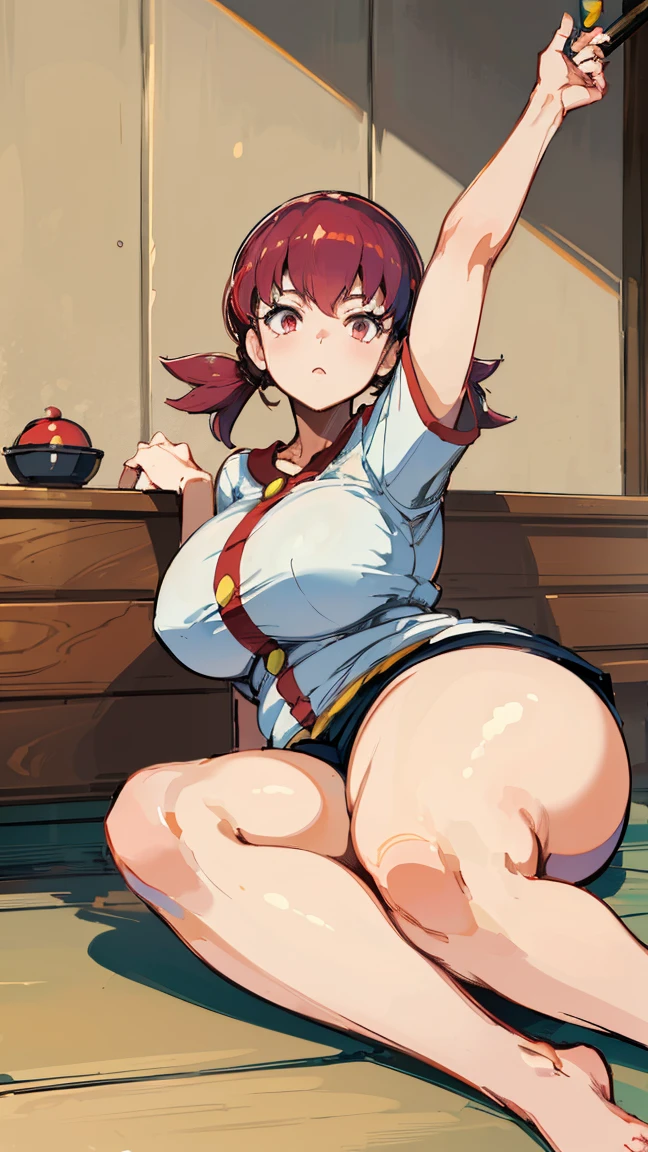 (Highest quality, 8K, masterpiece :1.3),Akane(Pokémon),Pokémon,Voluptuous body,Red hair,,, One woman,,Leg spread,Plump,Take off your clothes