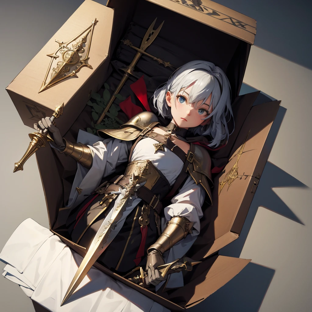 medieval dagger in a box