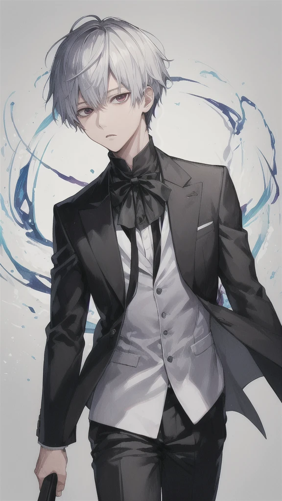 Umm..., Highest quality, detailedはこちら, masterpiece, One boy, kaneki ken, Portraiture, Facing forward,male&#39;center, Red eyes, alone, bangs, View your audience, food, short hair, rain, tokyo tokyo \(city\),  food up, Manicure, Gray Hair, nice, 8K, detailed, Ray Tracing, Written boundary depth, Cinema Lighting,