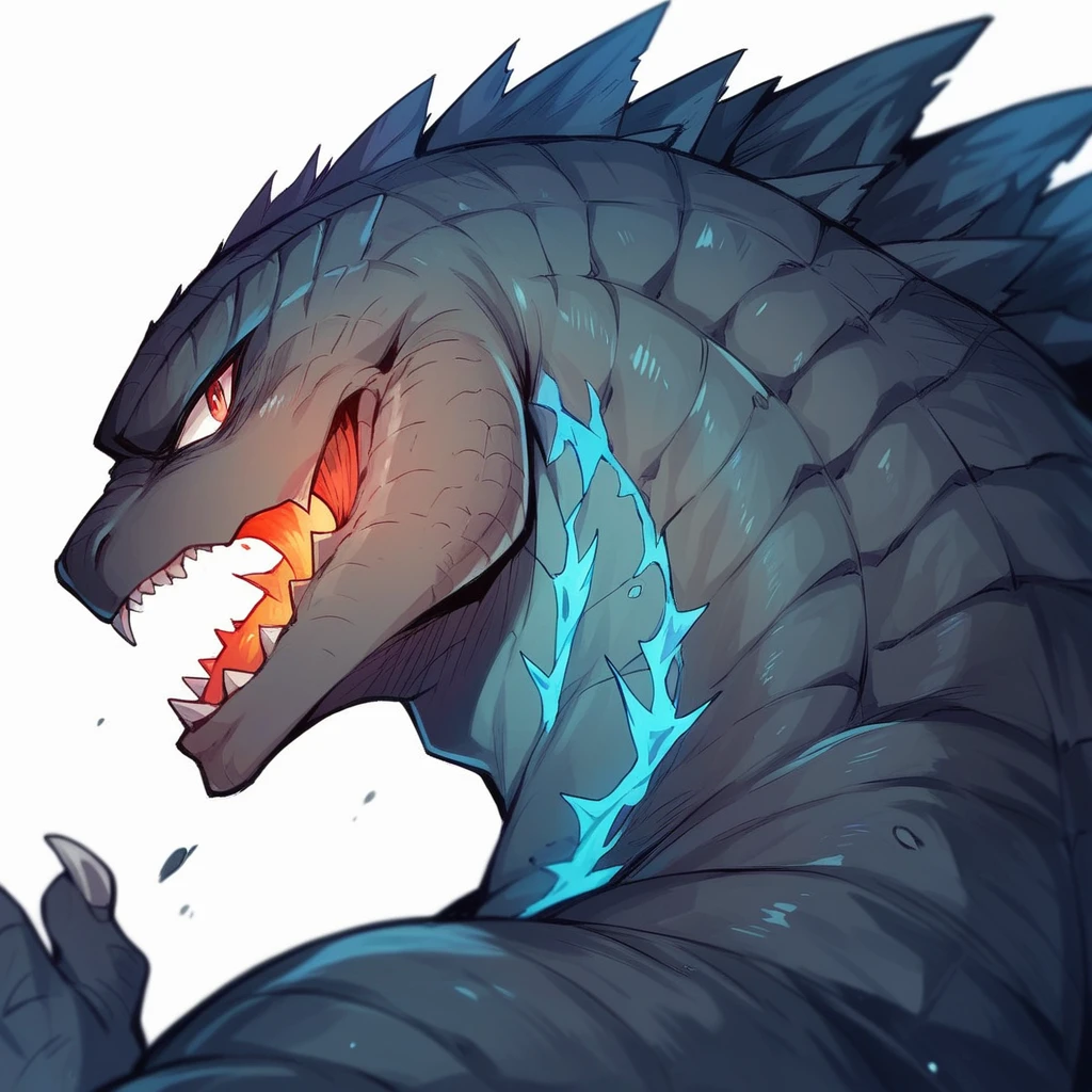 cute Godzilla roaring, vibrant colors, side view, flat color cartoon illustration, simple design, isolated on a white background,
