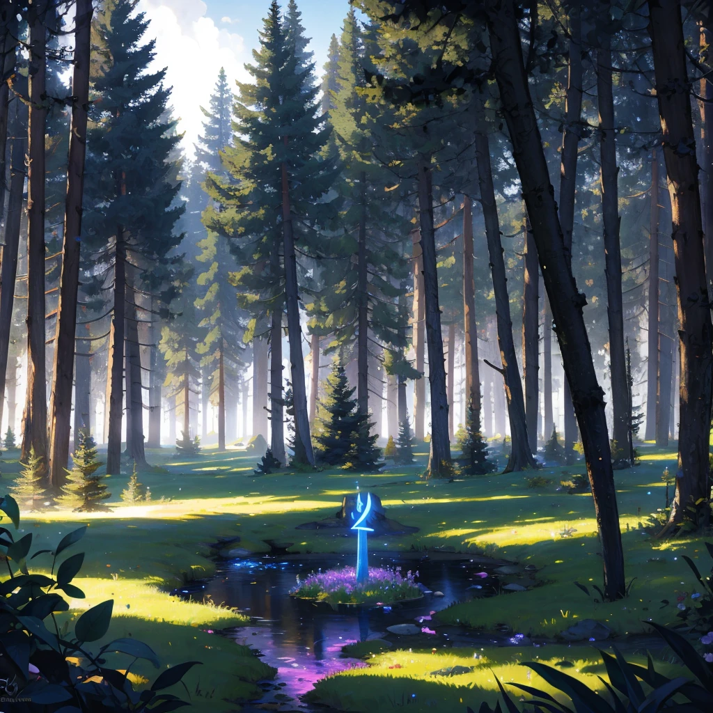 view of magical forest with rune