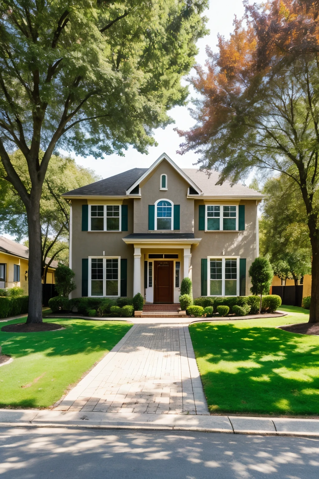 ((Best Quality)), ((Masterpiece)), (detailed), 1 neighborhood, with several houses and park