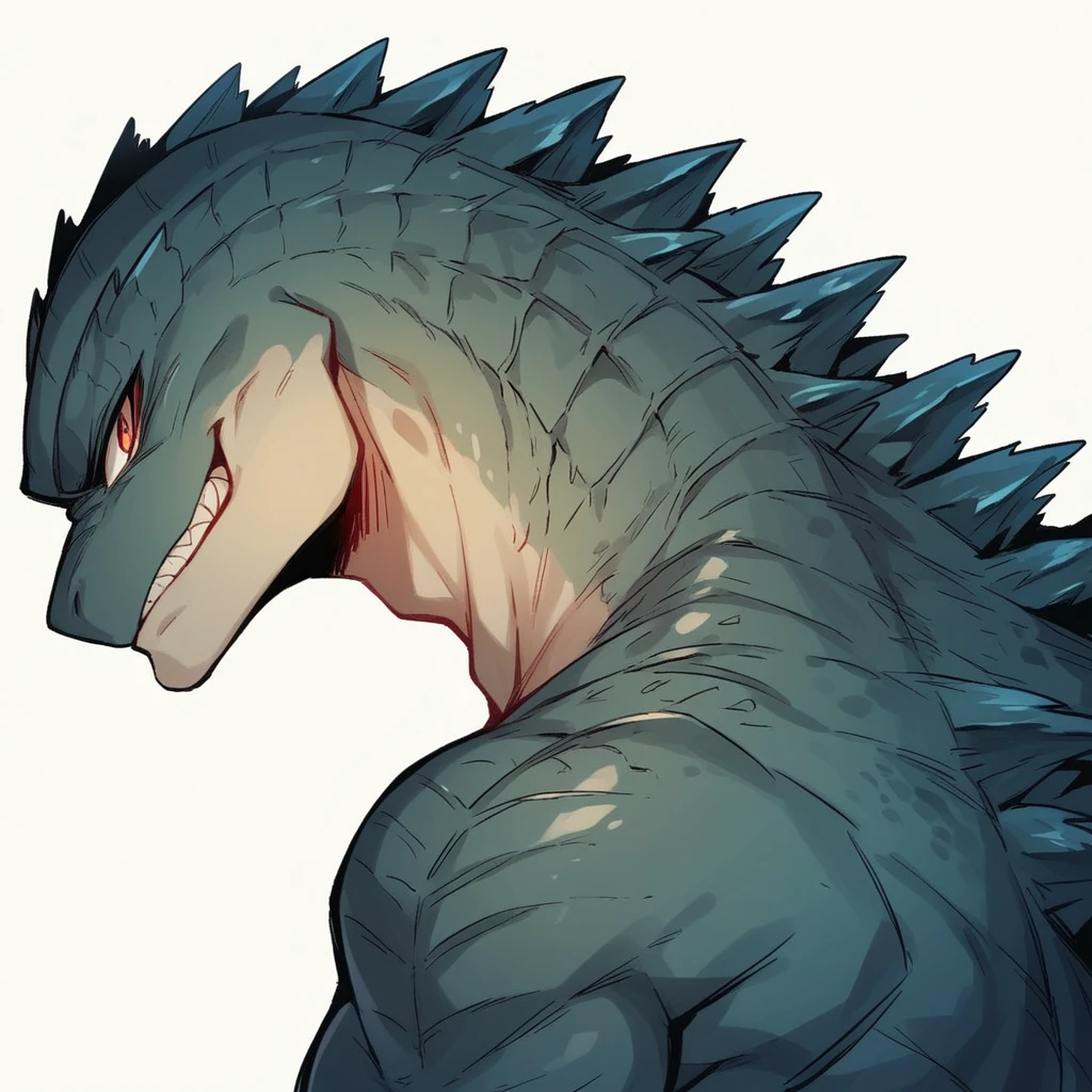 cute Godzilla roaring, vibrant colors, side view, simple cartoon, flat color cartoon illustration, simple and minimalist design, isolated on a white background,
