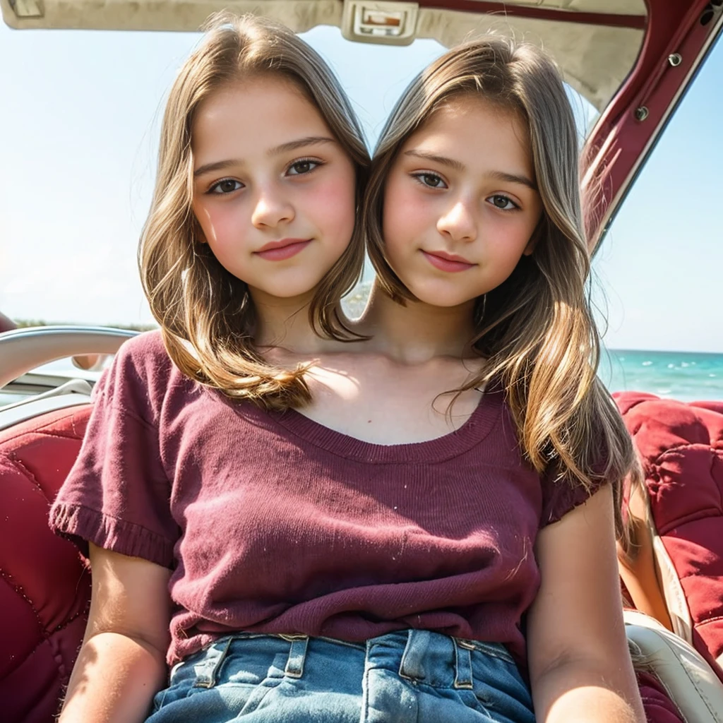 2heads, two headed girl, (a 10 year old girl and a 13 year old girl:1.5)