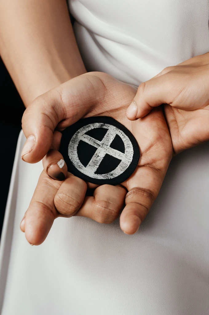 hand with a swastik symbol on palm