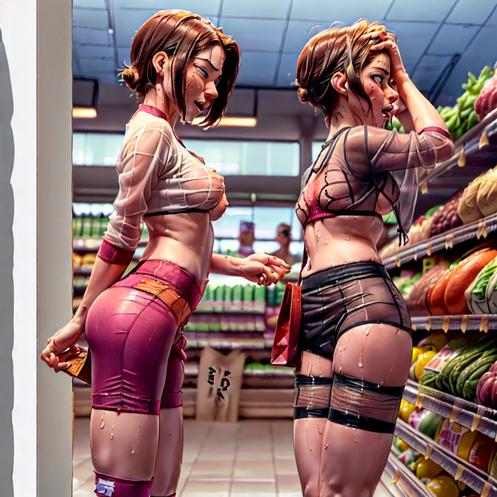 ((16k, Best quality : 1.4, UHD, highest resolution, perfect quality : 1.3, sharp, hyper detailed, masterpiece)), ((face in shot : 1.5, 1girl in foreground looking sideways : 1.5, background two ciswomen in background : 1.8, ((detailed character sheet : 1.4, front view, side view, diagonal view, comic panels : 1.3)), detailed face : 1.6, eyes crossed : 1.7)), (small penis , futanari wirolling back : 1.8, erection under clot7, covered testicles : 1.8, squirting , holding grocery bags : 1.yoga minibra : 1.5, subject looking aside : 1.5), futanari with wide hips : 1.4, shoppingutanari with tiny testicles and tiny penis : 1minine natural handmidstride :1.4, faths : 1.5, perfect testicles, covered testicles : 1.9, penis under sheer skirt : 1.5, sms, ((hand in hair :erfect penis : 1.ad tilted back : 1.3, extreme head til.7, perfect hands : 1.5, fat FUTANARI EATING INTENSELY : 1.4, futanari holding handbag: 1.6)), chubby CURVY futanari : 1.4, THY CHUBBY VING ORGASM : 1.4, WOMAN stanbackground at grocery store : 1.5, ((eyes cros6, hyper detailed exaggerated faciasion : 1.8, blus 1.7, (1futa with intense detailed orgasm face : 1.4, ), high resolution face, surprised expression : 1.1, perfect hands, futanari with ecstatic frustrated orgasm expression : 1.3, ((DETred ELABORATE seethrough yoga shorts OVER detailed yoga jacket : 1.8)), 1girl : 1.4, ((ling BACK : 1.7, eyes crossed : 1.king profile view : 1.7, exposed : 1.4, humiliated : 1.4, low breasts : 1.7)), lace SEETHROUGH PANELS : 1.7, wincing face, erection under clothes : 1.7 )), ((1girl : 1.6, covered testicles : 1.4, looking away, eye level shot : 1.3, f with intensely embarrassed face, fat futanari cumming intensrocery store : 1.4, eyes rolling back : 1.8, SMALL penisre far behind futanari : 1.7))