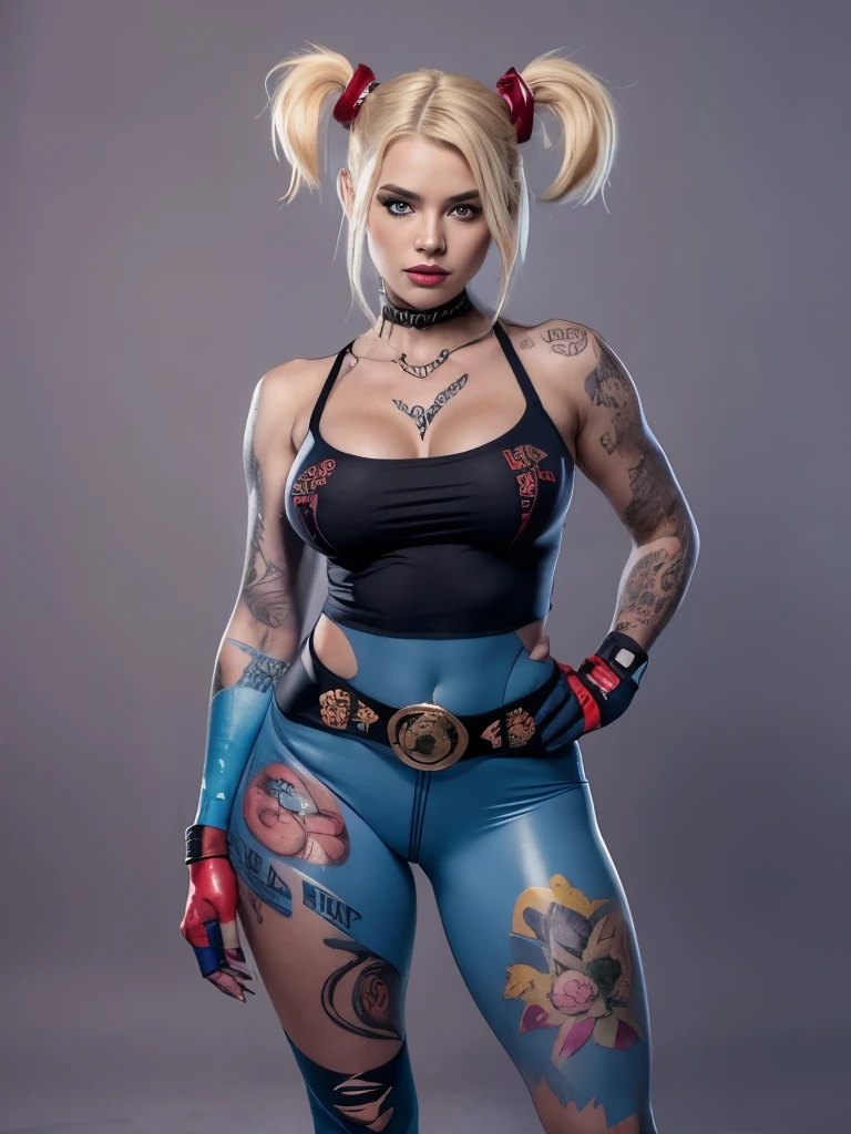 (best quality,4k,highres,masterpiece:1.2),ultra-detailed,realistic:1.37,full body shot,photorealistic Harley Quinn, pose from various angle, vibrant colors, sharp focus, dynamic lighting, detailed outfit, makeup, provocative expression, intricate tattoos, detailed facial features, elaborate props, contrasting background, cinematic composition, intense gaze, confident stance, seductive atmosphere, professional photography, studio lighting, grungy aesthetic, comic book style BREAK
Perfect anatomy.
perfect hair.
perfect breast.
perfect body.
perfect hands.
perfect face.
perfect eyes.
accurate.
anatomically correct.
BREAK
Sony A9 II and a 85mm f/1.8 GM lens.