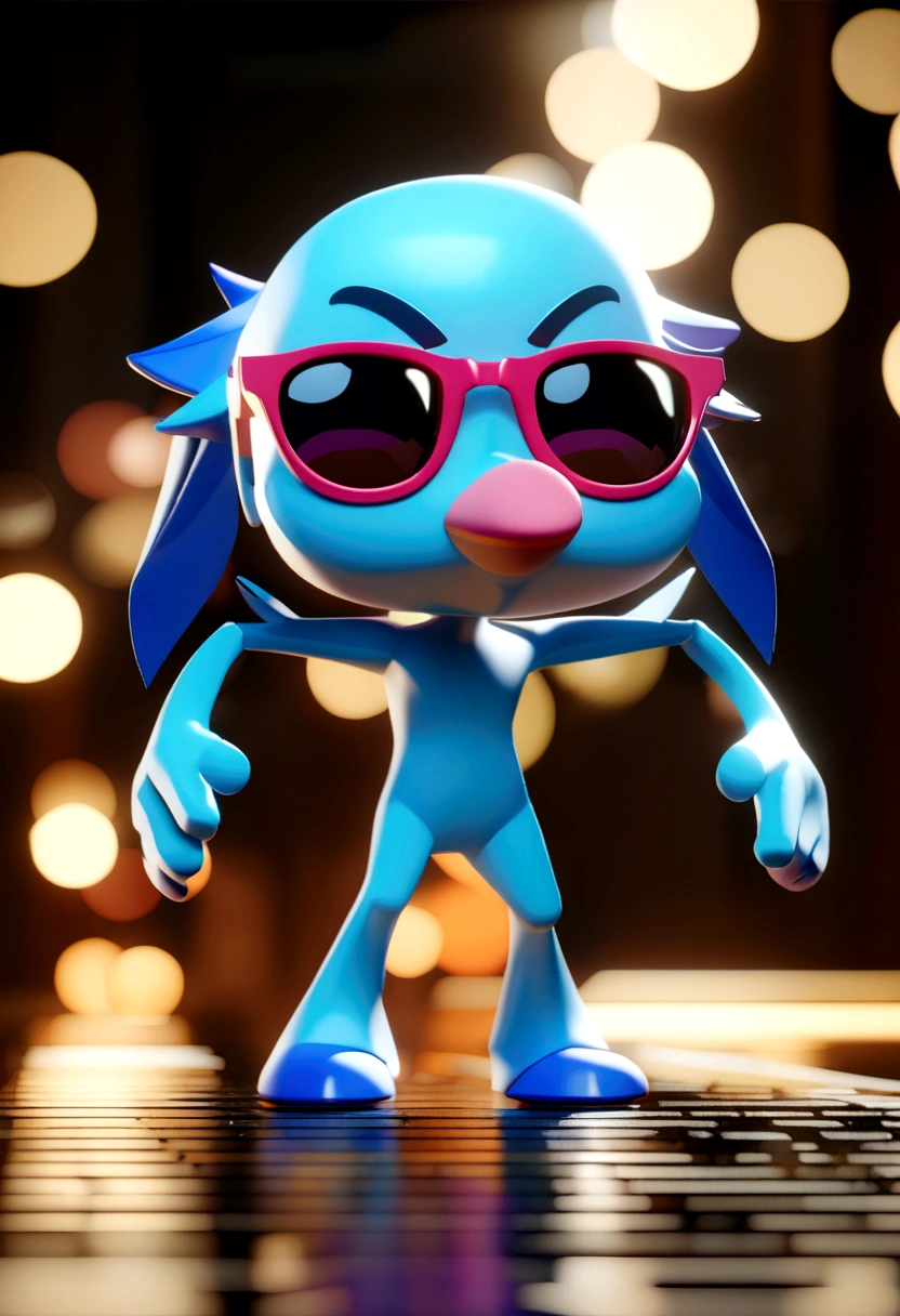 Cartoon character of a man in sunglasses and blue shirt, animation character, stylized character, animation style rendering, 3d stylized, Arnold Maya rendering, Stylized 3D rendering, toon render screenshot, 3d character, 3d character, Stylized 3D rendering, 3D character rendering, cartoon character, Personagem de close up, character posing,  (Pixar-style) (master part:1.2) (bokeh) (best qualityer) (skin detailed) (detailed texture) (8K) (Argilla) (cinematic lighting) (sharp focus