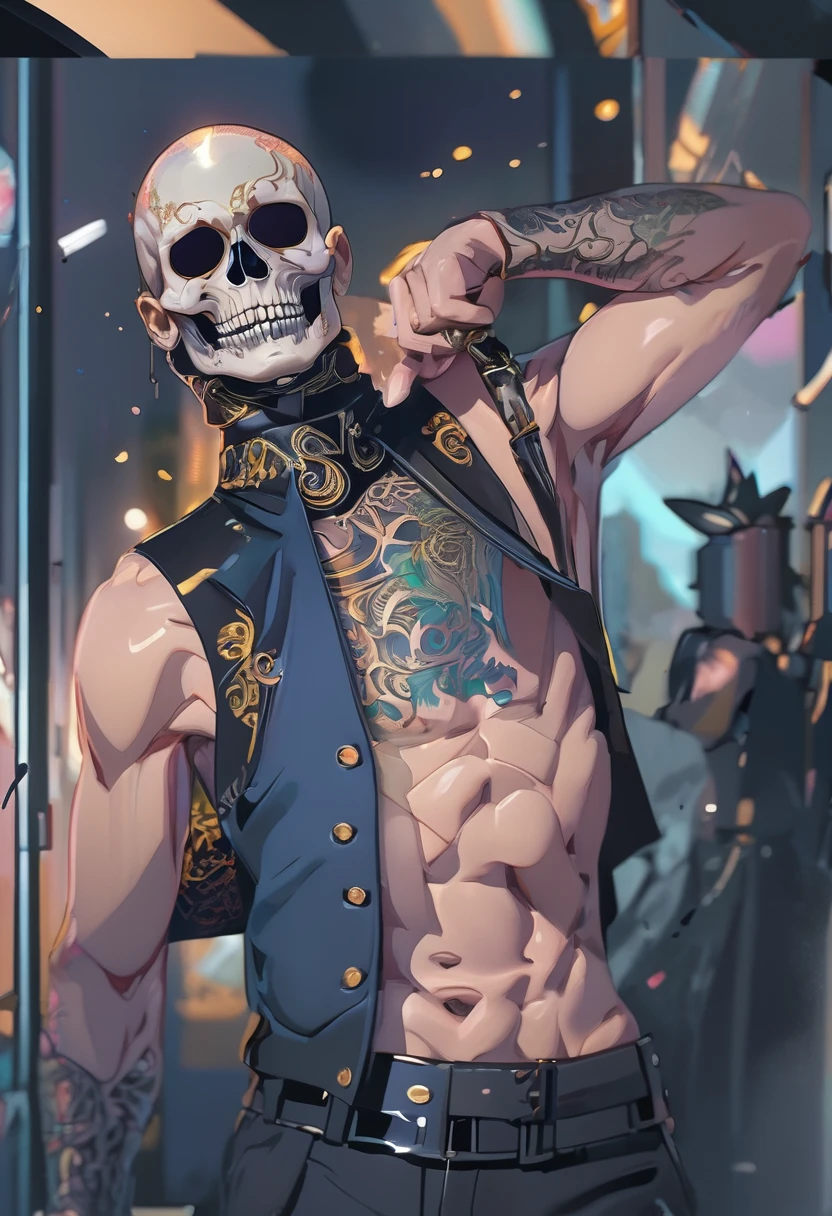 there is a man with a skull on his head and a suit, 8k high quality detailed art, highly detailed digital artwork, stunning digital illustration, beautiful digital artwork, highly detailed digital art, striking detailed artstyle, 4 k highly detailed art, 4k highly detailed digital art, over detailed art, detailed art, digital painting highly detailed, super detailed and realistic