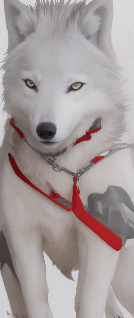 Central Figure: A sleek, silver-white wolf as the focal point. The wolf should be depicted in a dynamic, powerful stance, embodying strength, agility, and independence. Eyes: The wolf’s eyes should be intensely burning red, creating a striking contrast against the silver-white fur and adding an element of fierceness and mystique. Color Scheme: Predominantly silver and white for the wolf, with the red eyes being the standout feature. Incorporate subtle shading and gradients to give the wolf a metallic, elegant look. Style: Modern and minimalist, with clean lines and sharp edges to emphasize the wolf's features. The style should align with the aesthetic found in the Naruto series, specifically Konoha. Konoha Symbol: Integrate elements of the Konoha symbol subtly into the design. This could be incorporated into the background or as a small detail on the wolf (e.g., a Konoha headband around the wolf’s neck or a Konoha symbol subtly embedded in the fur pattern). Background: A simple, solid color or a subtle gradient that complements the silver-white and red color scheme, ensuring the focus remains on the wolf. Name: J04RN