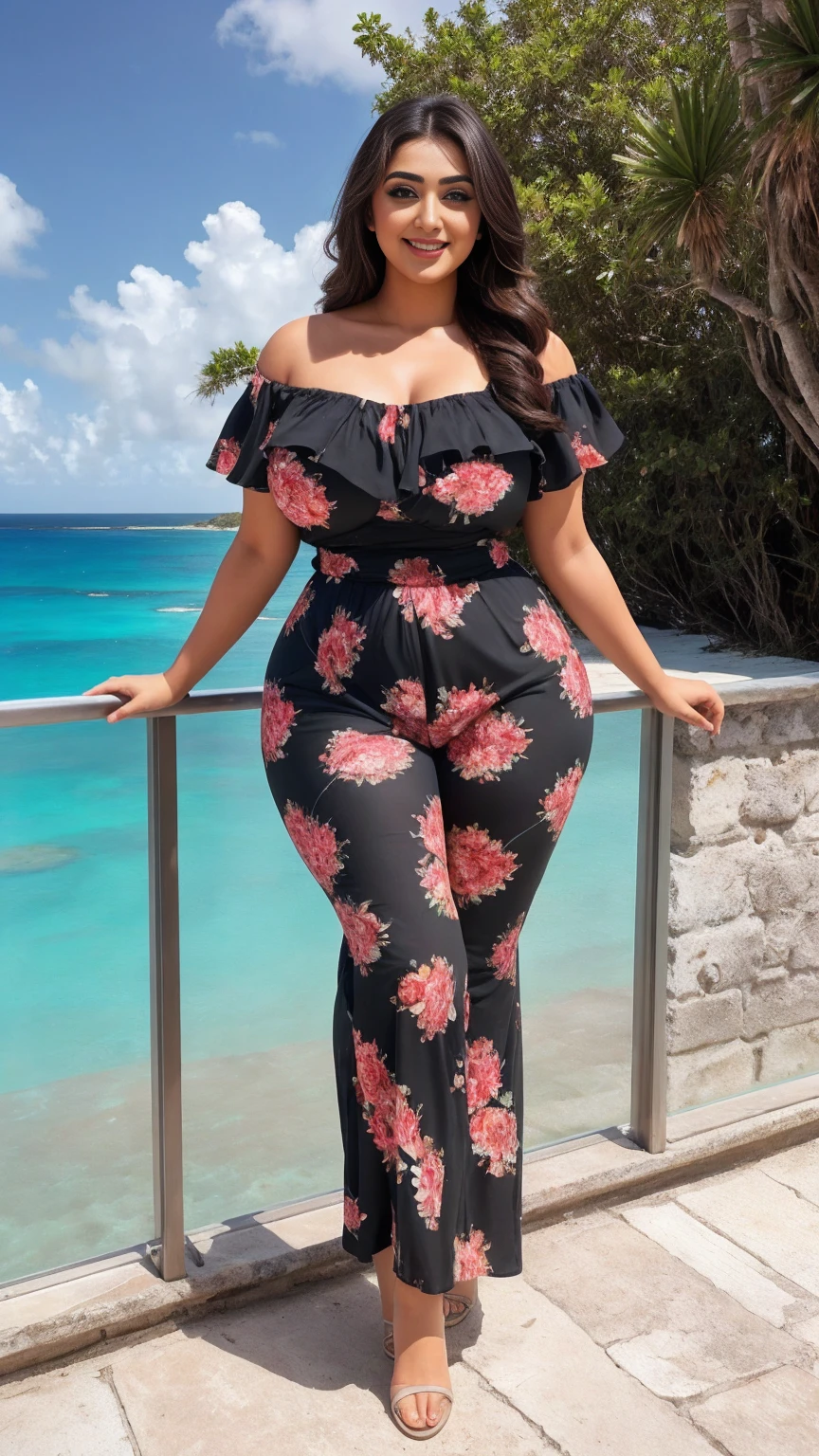 monali thakur Indian beautiful actress curvy plus size hour glass bulky huge figure woman, closeup camera view, big huge m-cup breast, wearing SHEIN Teen Girl Floral Printed Romper With Puff Sleeve For Summer Vacation

Color: Red, covered Bust , elegant standing position, eye contact view, different style hairstyle, bright eyes, thin eyebrows, fair skin, blushing cheeks, prefect head to toe view, full body, and expansive views, ideal for high-fashion or editorial shoots, ultra realistic skin texture, head to toe view, full body shot, full body view, smile face, black hair, Indian face, perfect skin tone light, ultra realistic skin texture, bigger waist, busty, big hips, fleshy thighs, thick thighs, busty, full body view, Tulum Ruins, Mexico: Ancient Mayan ruins overlooking the turquoise Caribbean Sea.
