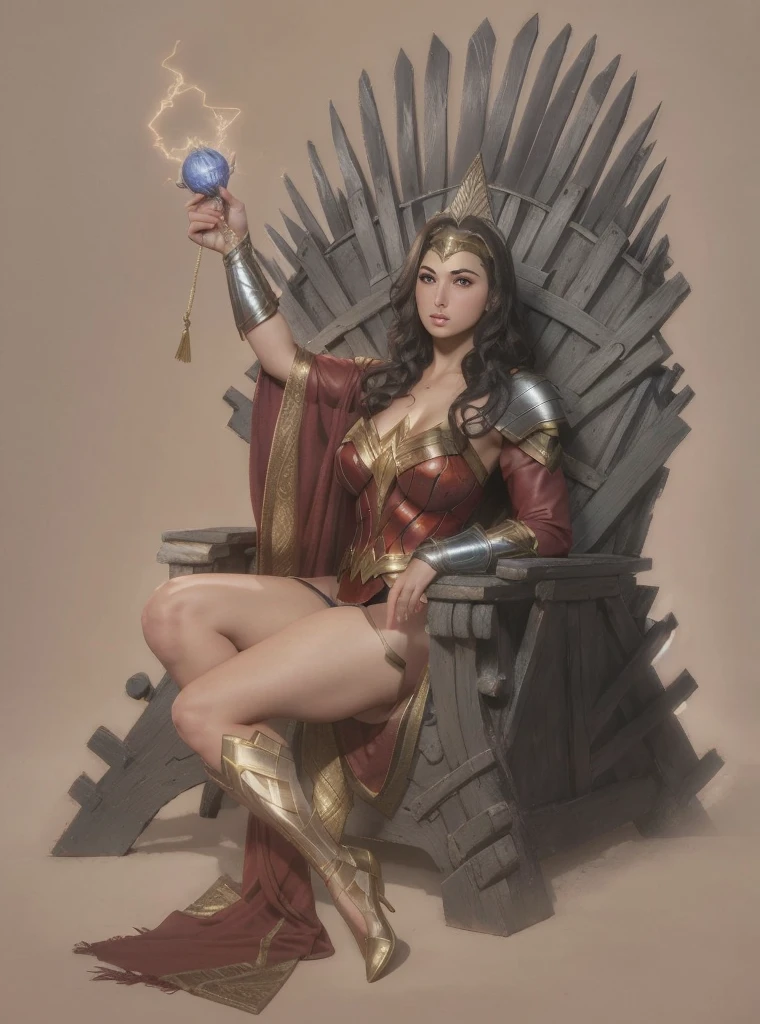 photorealistic Realism 8K, 16K, Quality: (Hyper absurd quality, extremely detailed detail, hyper resolution, clear sharp focus, not blurry, Realistic brown_eyes), ((perfect dark_eyeshadows:1.45)), (super Detailed, beautiful little nose:1.2), (perfect composition), (Wonder Woman Cosplay), incredibly similar to the original outfit from the WW movie, dynamic stance, face focused on the target in the distance, ready to fight, (Neon Wonder Woman Lasso Of Truth Cosplay Prop), (upper body shot), (close up of her face), beautiful cheekbones, double eyelids, dslr, best high quality soft lighting, sharp focus captured by Fujifilm XT3, f 5.6, in a dramatic lighting, ((perfect composition)), ((pale skin)), ((dry skin)),