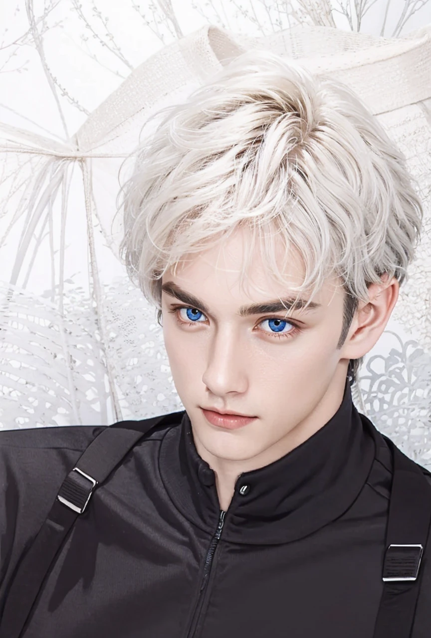 A stunningly lifelike portrait captures a 26-year-old man with silver hair, blue eyes and handsome European features. 