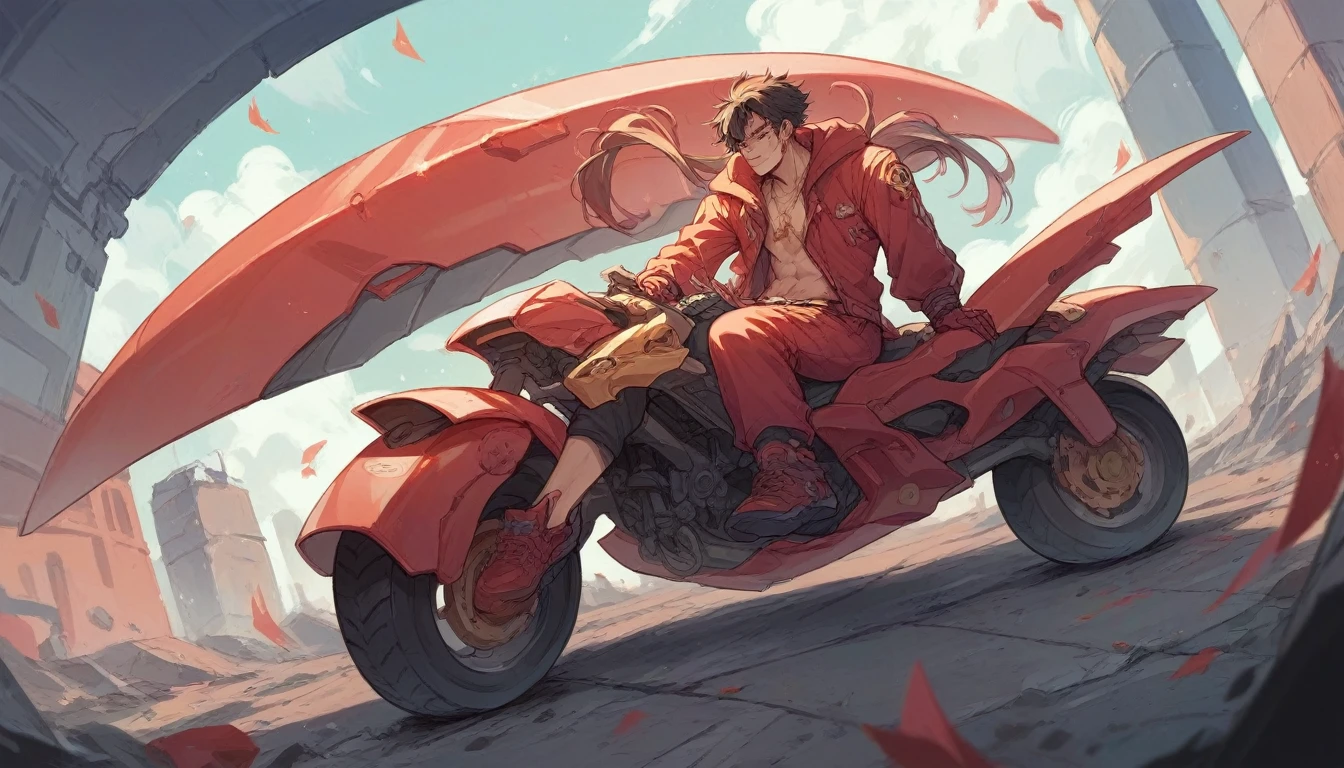Future Bike Red Gold Kaneda's Bike Long Future City