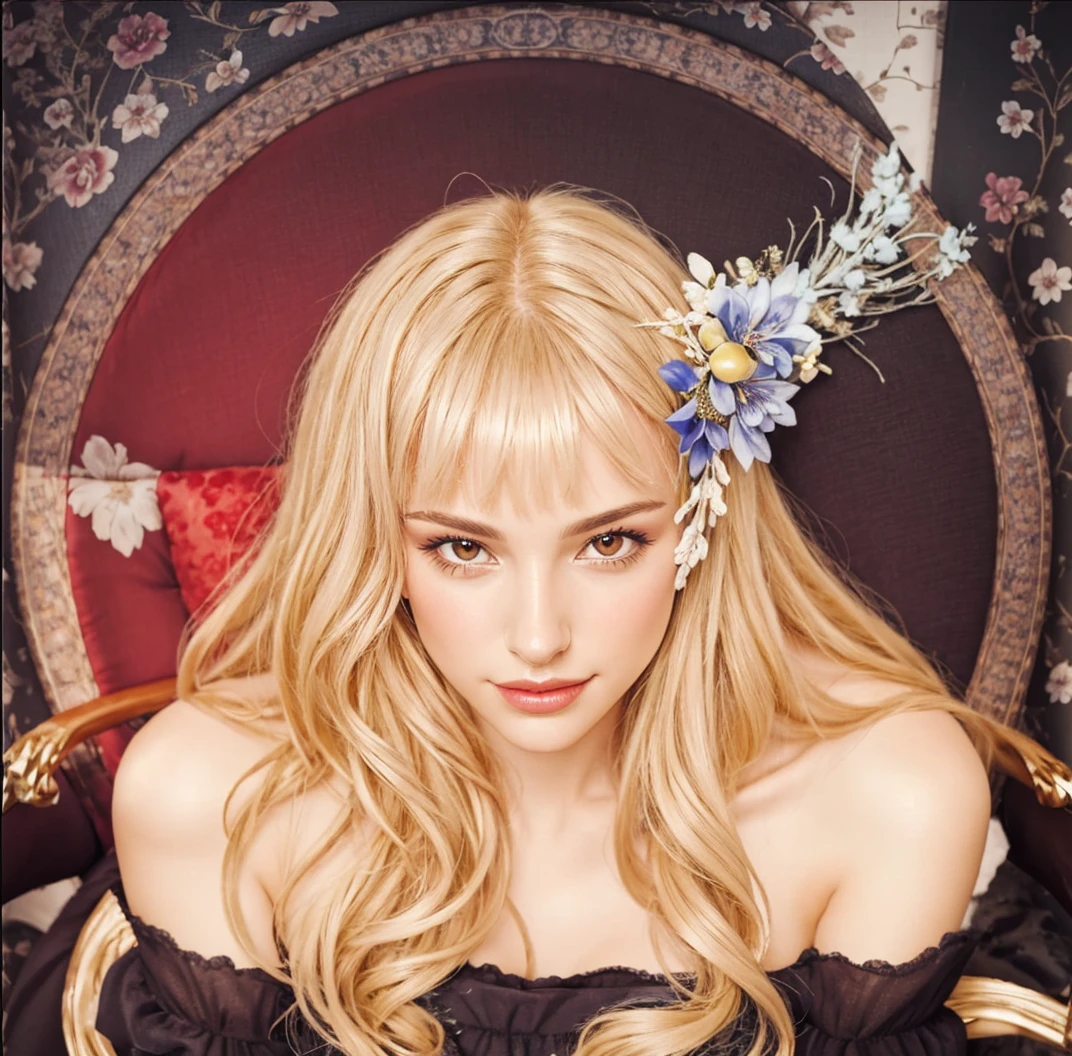 A stunningly lifelike portrait captures a 26-year-old girl with red eyes and beautiful European features. Smile
