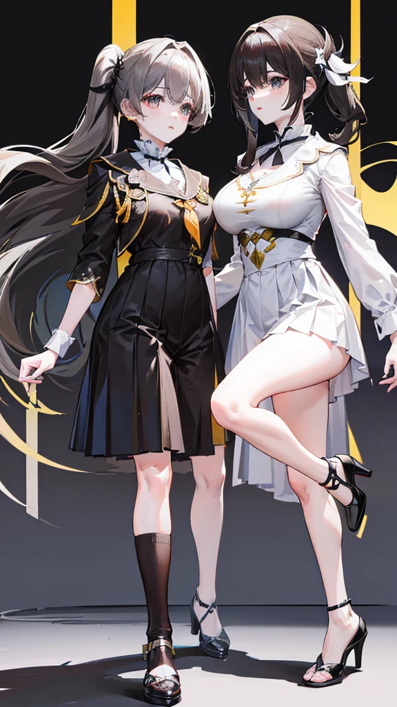 (((white background))), best quality, solo, 1 woman,full body,high heel boots,knight,bangs,looking at viewer,short hair,brown hair,pretty woman,masterpiece, intricate details, tonemapping, sharp focus, hyper detailed, trending on Artstation,