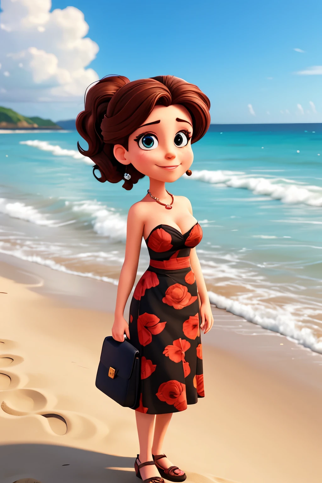 Caricature of a woman on the beach 