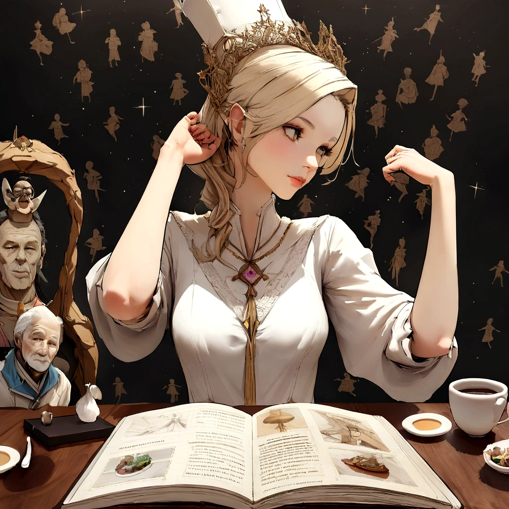 (meilleure qualité ),(chef-d'œuvre),(ultra détaillé), ultra haute résolution, (très belle illustration),Style de petit-déjeuner décontracté, jean et t-shirt. Souriant tout en tenant une tasse de café et en lisant un journal à une table dans un café. Une pose qui exprime l'atmosphère calme du matin et la culture du café. , (Illustration conceptuelle de Carne Griffiths ) ,incroyablement noble, Incroyablement belle ,absurdes,rendu 3D, rendu d'octane, Approche de la perfection , vêtements très détaillés ,complexe et détaillé ,8 grandeur nature ,corps épais ,anatomie parfaite ,visage bien soigné ,beaux cheveux très détaillés , coiffure très détaillée, symétrique et équilibré, beau dégradé , netteté, Résolution 4k, nombre d'or, image centrée, Belle composition, symétrique et équilibré, dame japonaise., Kanna Hashimoto