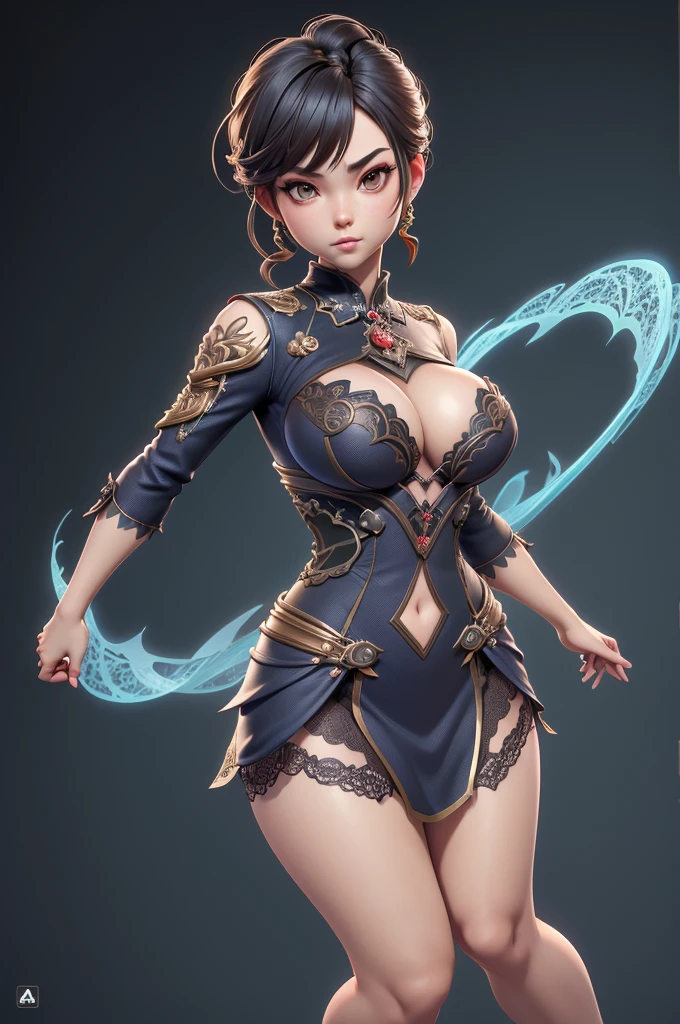impacto genshin, 3D style, 3dmm, large legs, complex light, muito sensuous, sensuous, lace on costume, overall view, detailed top,(cover with decorated edges),small top showing upper part of breasts,sensuous,((very big tits)), (lap completely uncovered),(upper part of the chest uncovered), Waist slender, perfect feet