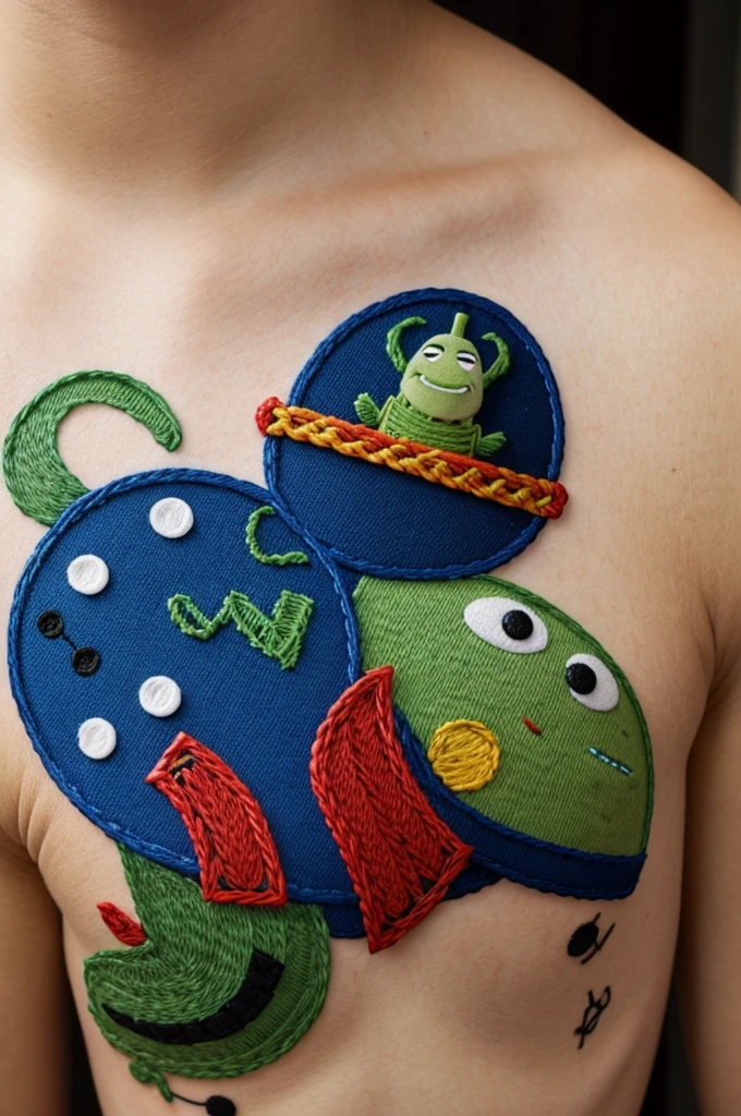 Aliens toy story tatto embroidery style