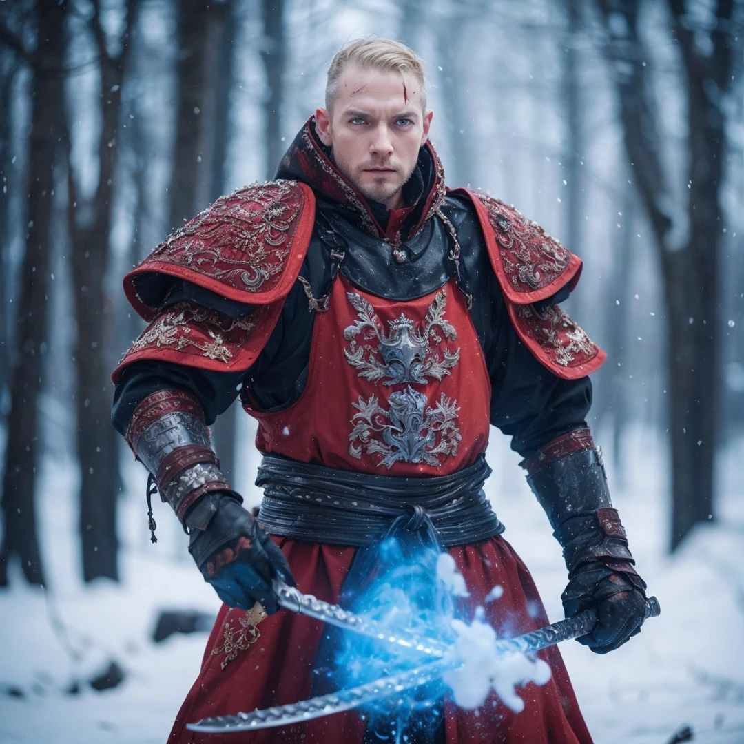 Put an iron crown on the man's head, the crown is made up of two iron blades that come out of his forehead, and an iron blade behind that comes out of the back of his head and is partially visible. It's almost like a crown of thorns