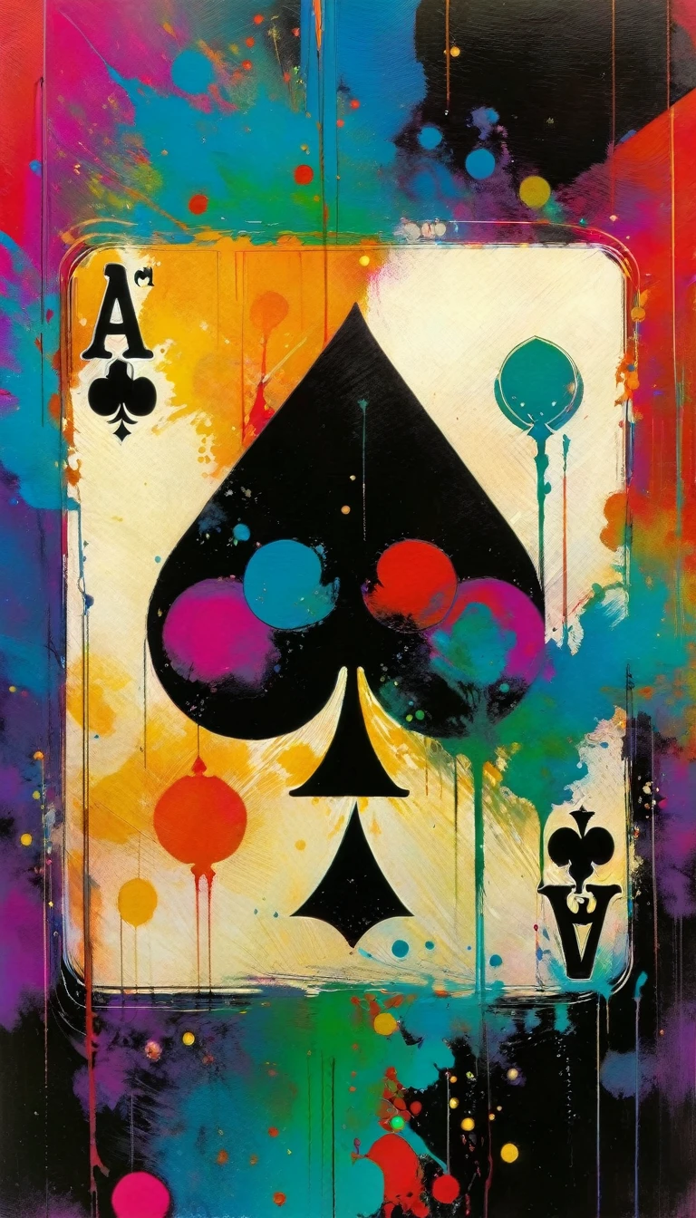 ace of clubs, club, artwork inspired by Bill Sienkiewicz, vivid colors, intricate details, oil.
