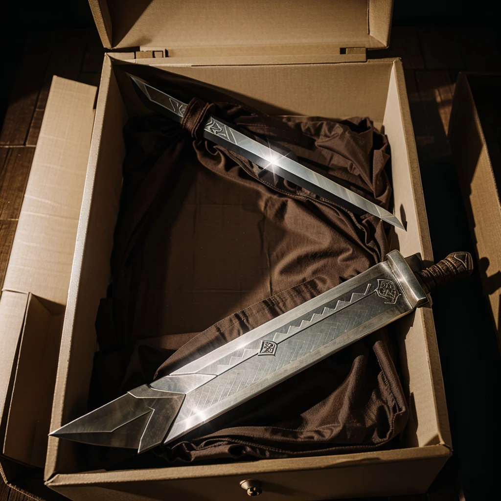 view of a magical sword in the box