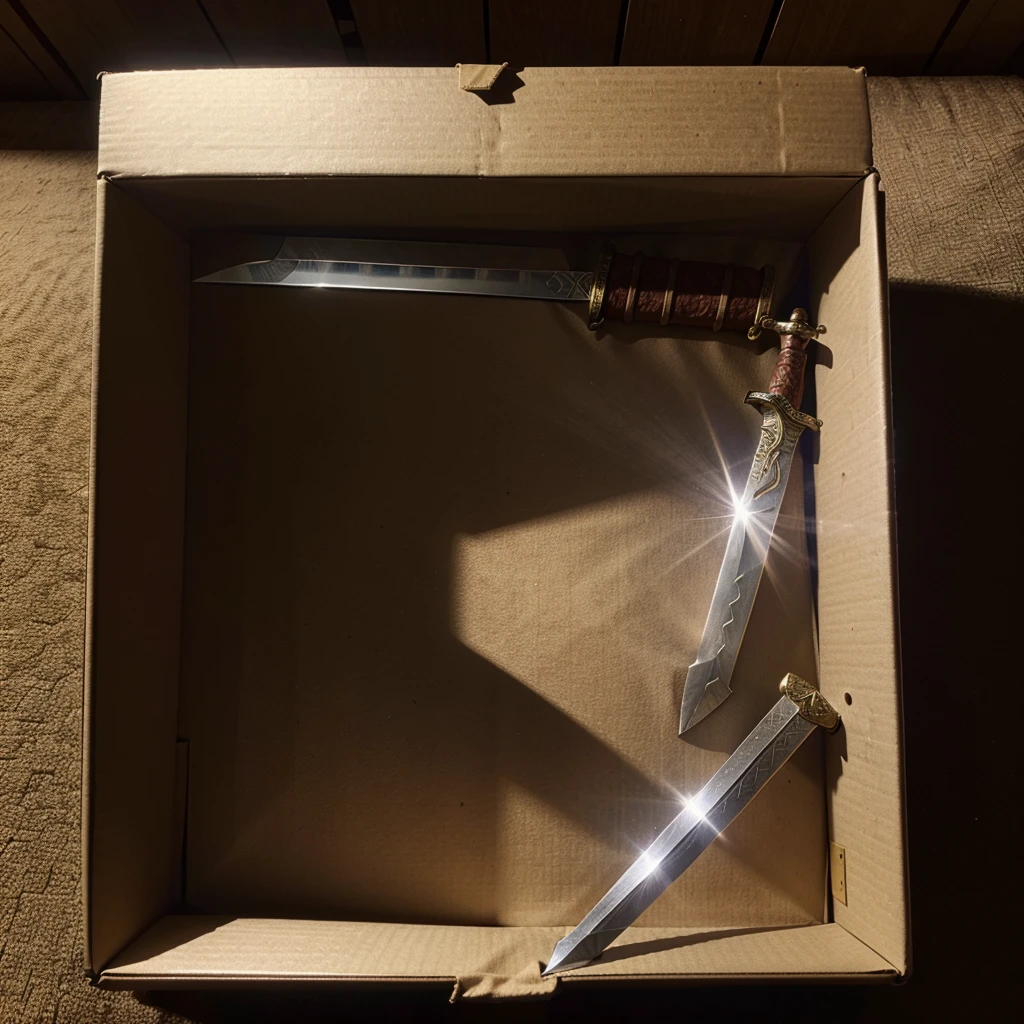 view of a magical sword in the box