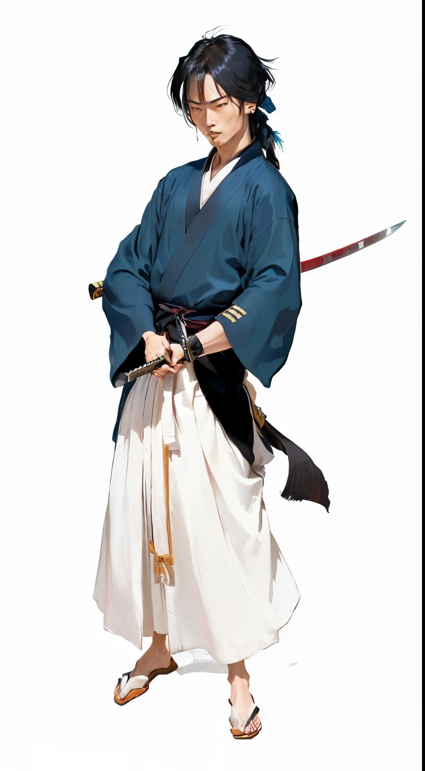 A closeup of a person with a sword in his hand, de kenshin, Inspired by Tōshūsai Sharaku, Inspired by Kan'o Hogai, she is holding a katana sword, miyamoto musashi, Shikanosuke Yagaki, inspired by Yamamoto Shōun