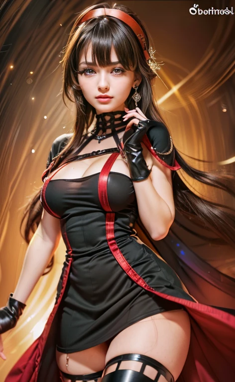 ((1 beautiful girl, gorgeous, large firm push up breasts, black dresses, neckline, 20 years old)),brown hairs brown eyes),Raw photo,ultra realistic, uhd, realistic skin and hairs, best quality,16k resolution,vivid colors, (((the most beautiful cute girl faces in the world))), ear rings, beautiful make up, circle