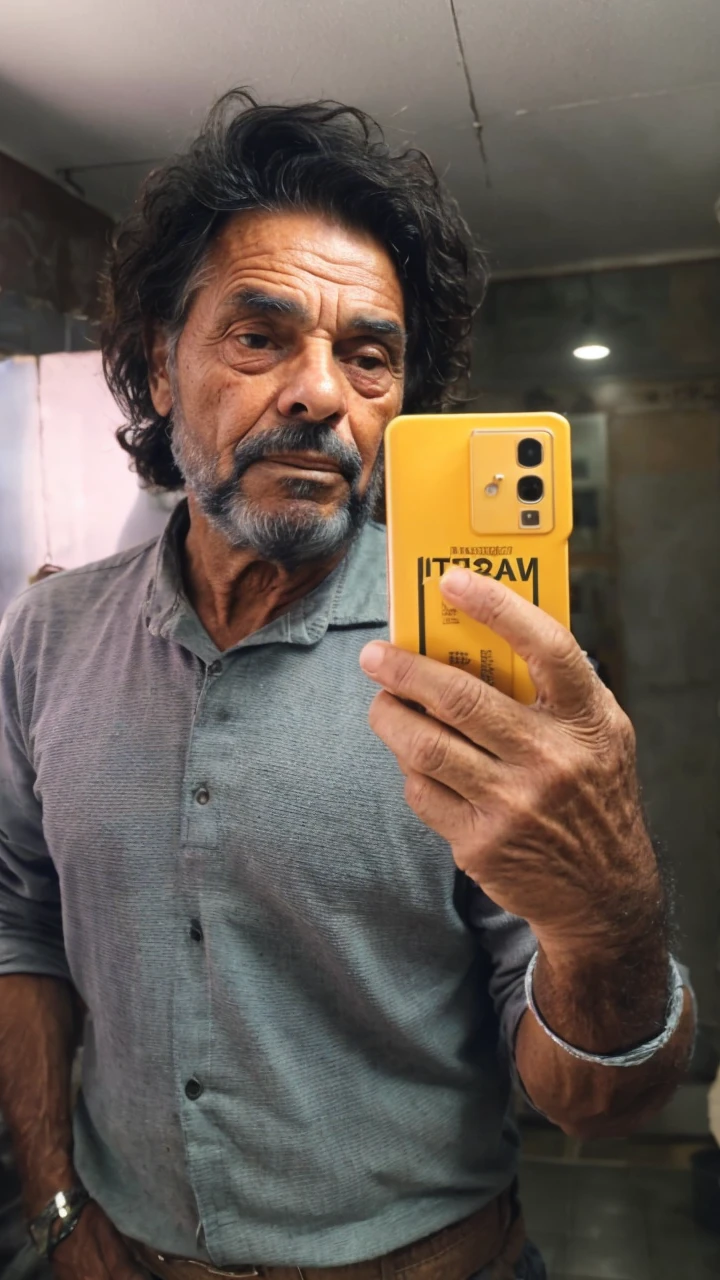 realistic photo of an Algerian indigenous old man wearing Algerian traditional male old dirty ripped clothes, 70yo, intricate details, highly detailed face, his face showing of sad and tired of his life experience, he is sitting in front of an old dirty closed store on a busy street in a city in Algeria, his eyes are looking at a distance with empty look, photo taken from 40 feet distance, hyper realistic, dslr camera