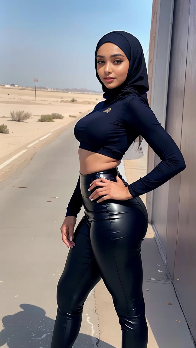 ARAB WOMAN without hijab with formal tight pants , view of our