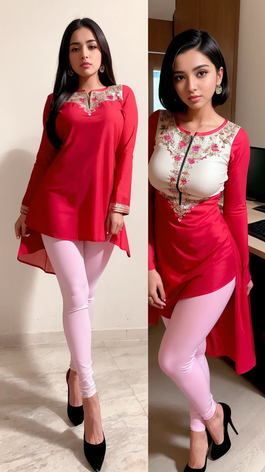 (girl in office room, luxurious office room, girl in office working pose),
(((Full body shot))), (Indian babe), (standing position), (girl work on table), (looking at viewers, front view shots), (masterpiece, hyper realistic, hyper detailed, photorealists), 1girl, 20 years old girl, 16k, FHD, UHD, high quality pictures, extremely detailed, candid brightness, candid shots, extreme detailed, colorful, highest detailed, (iconic picture shot, perfect brightness, perfect contrast, perfect colour), (pretty face, iconic face), (detailed face, detailed eye, detailed lips, detailed neck, ultra realistic face, ultra realistic eye, ultra realistic lips), (attractive hair style, detailed hair style), (sagging perky breasts, perfect rounded breasts, attractive breasts), (attractive body figure, perfect body figure, perfect figure, curvy_figure attractive, hourglass body), (beautiful High heels, fancy high heels),
(beautiful girl in Indian outfits),
(beautiful and aesthetic),
((Masterpiece straight-line kurta, luxurious kurta, iconic kurta), (fancy A-line kurta), (embroidery red kurta), iconic kurta, flared kurta, long skinny sleeves, ruffled kurta, fancy leggings, embroidery leggings, iconic leggings), ,., , ,
