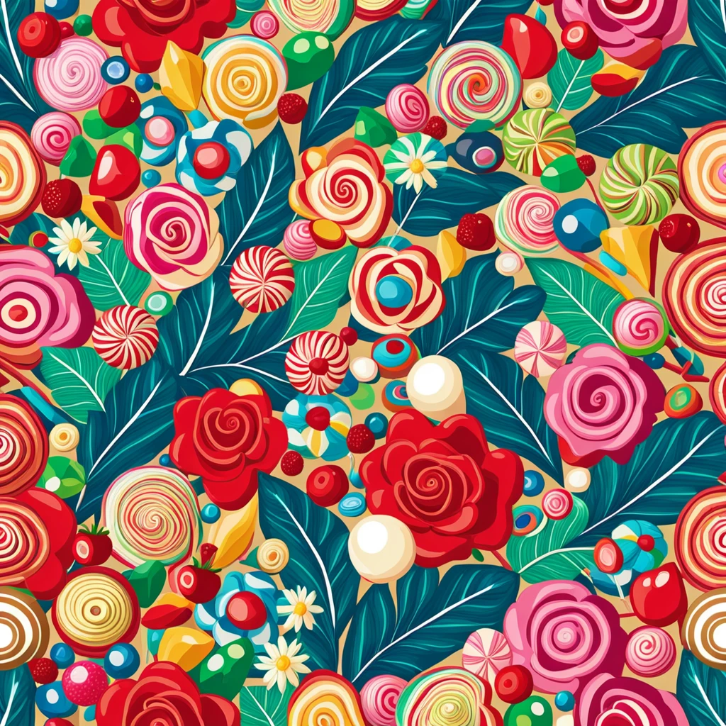 Seas of ((Colorful FEATHER)) (ALOT OF CANDY) In the (DARK BLUE BACKGROUND) — ocean breeze, sun-bleached driftwood, and a touch of salty sea air. ((GOLDEN stars)) colorful BERRIES, ((WHITE PEARLS)) jewels, ((COLORFUL butterfly)), ((GREEN LEAFY FLORA)), (strawberry), BLUE rose, cherry || (embroidery) seamless pattern, fruit, butterfly, diamond, pearls, Best quality, masterpiece, ultra high res, (photo realistic:1.4), surrealism, dream-like, ((abstract art)), vector arts, ((ROSE JEWEL)) a close up of a CANDY pattern, CANDY wallpaper, ornate CANDY, CANDY pattern, CANDY explosion, CANDY! intricate, CANDY JEWELs colorful, chinoiserie pattern, VECTOR wallpaper, CANDY renewal, with colorful JEWELs and plants, CANDY dream, garden JEWELs pattern, CANDY patterned skin, CANDY design, CANDY motives, boho CANDY vines, (8k, RAW photo, best quality, masterpiece:1.2, Sharp image, vector)