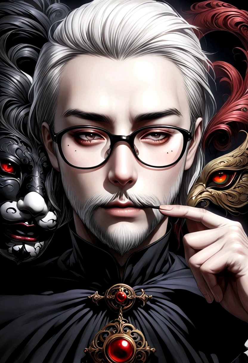 A man in his mid 20 with a small mole in left side of his face close to his nose and small beard and using eyeglasses