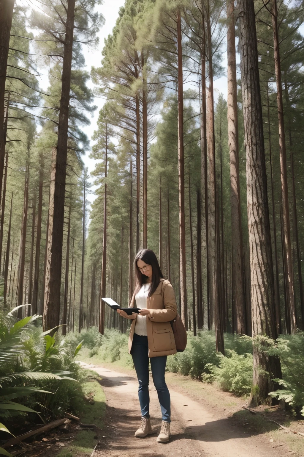 person holding a tablet in the middle of nature (EcoTablet) or Sustainable Tablet