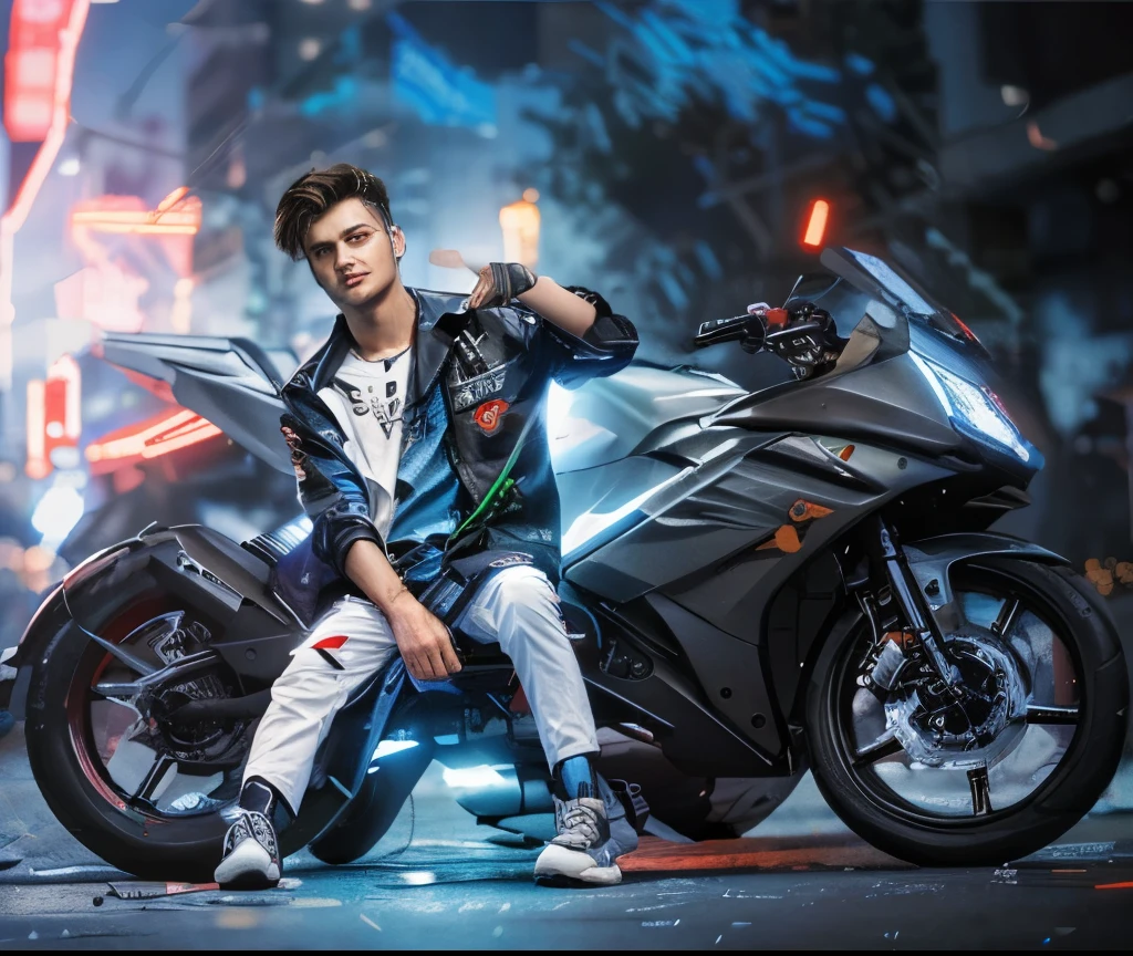 Change background cyberpunk handsome boy,realic face 8k,ultra realistic
