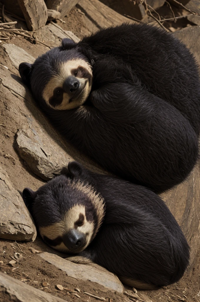 An animated sleeping sloth bear