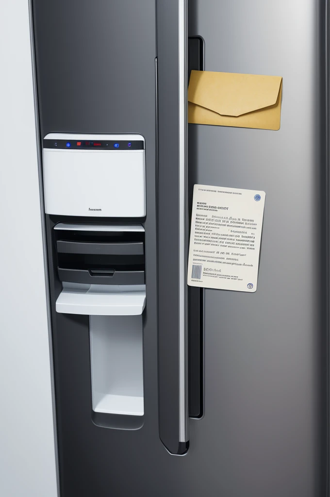 Just a letter envelope stuck with a magnet on a refrigerator