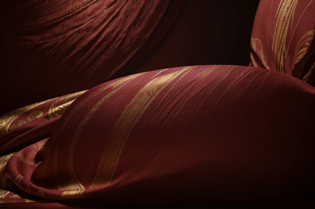 A sensual, abstract composition, elegant patterns, deep reds, purples, golds, flowing lines, subtle textures, no humans, warm colors, intimate, luxury, masterpiece, 8k, photorealistic, professional, physically-based rendering, vivid colors, studio lighting.